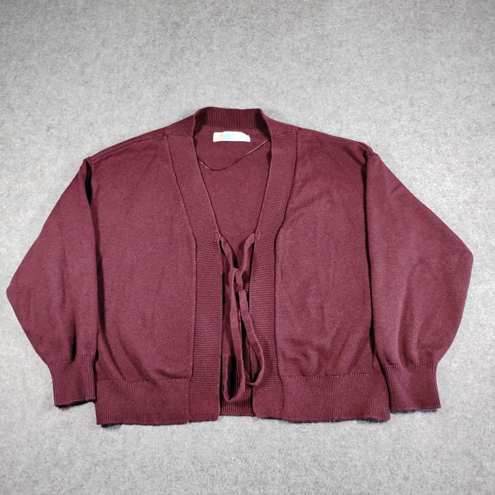 Free People Beach Solar Womens Small Burgundy Cotton Tie Front Cardigan Sweater